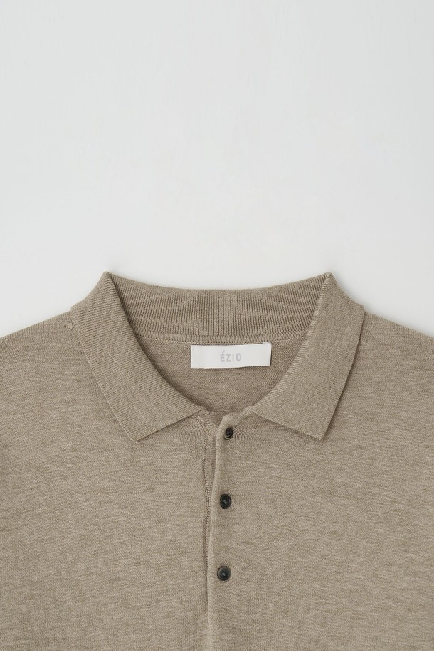 EZIO - 스웨터 - 3 Buttons Collar Knit_Beige