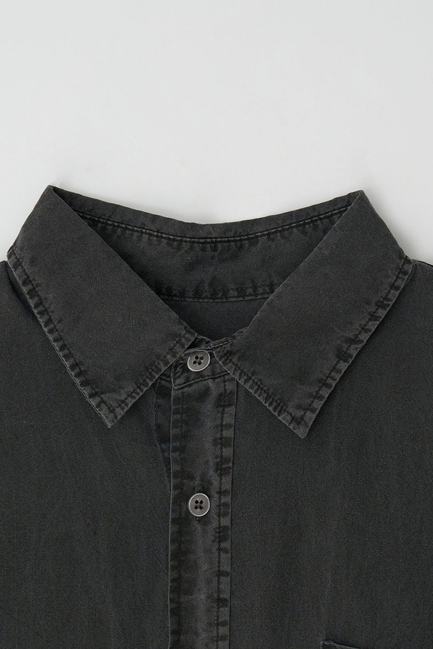 EZIO - 긴팔셔츠 - Vintage Pigment Casual Shirt_Charcoal