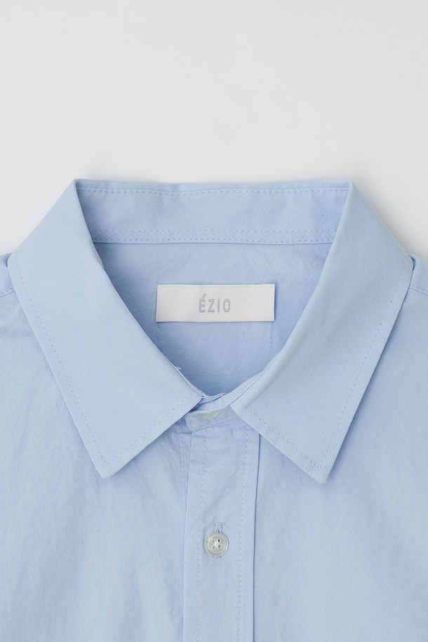 EZIO - 긴팔셔츠 - Simple Oversize twill shirt_Sky Blue