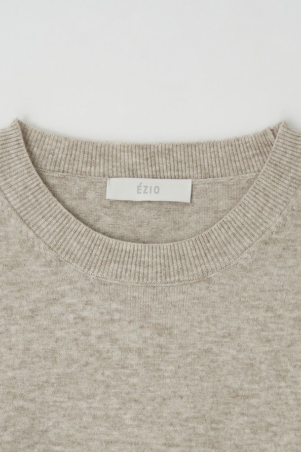 EZIO - 스웨터 - Wholegarment Cashlike Round Knit_Beige