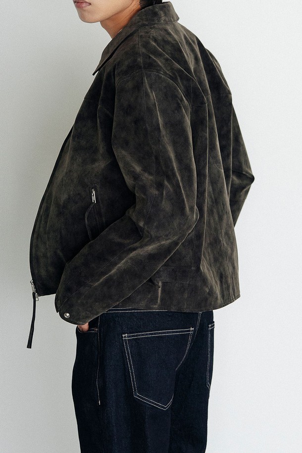 EZIO - 가죽 - Standard 2-Way Pull-Up Suede Jacket_Black