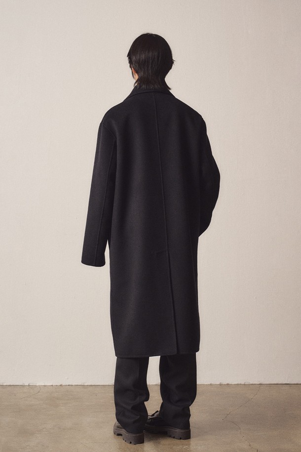 EZIO - 코트 - Cashmere Blend Handmade Wide Collar Double Long Coat_Black