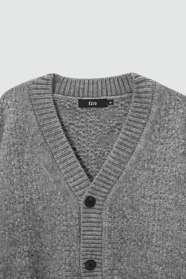 EZIO - 가디건 - Semi-over V-neck natural cardigan_Melange Grey