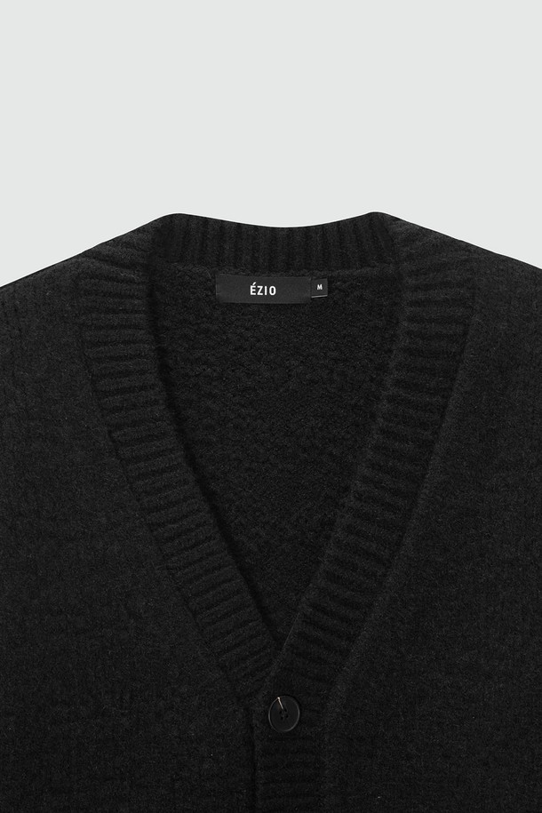 EZIO - 가디건 - Semi-over V-neck natural cardigan_Black