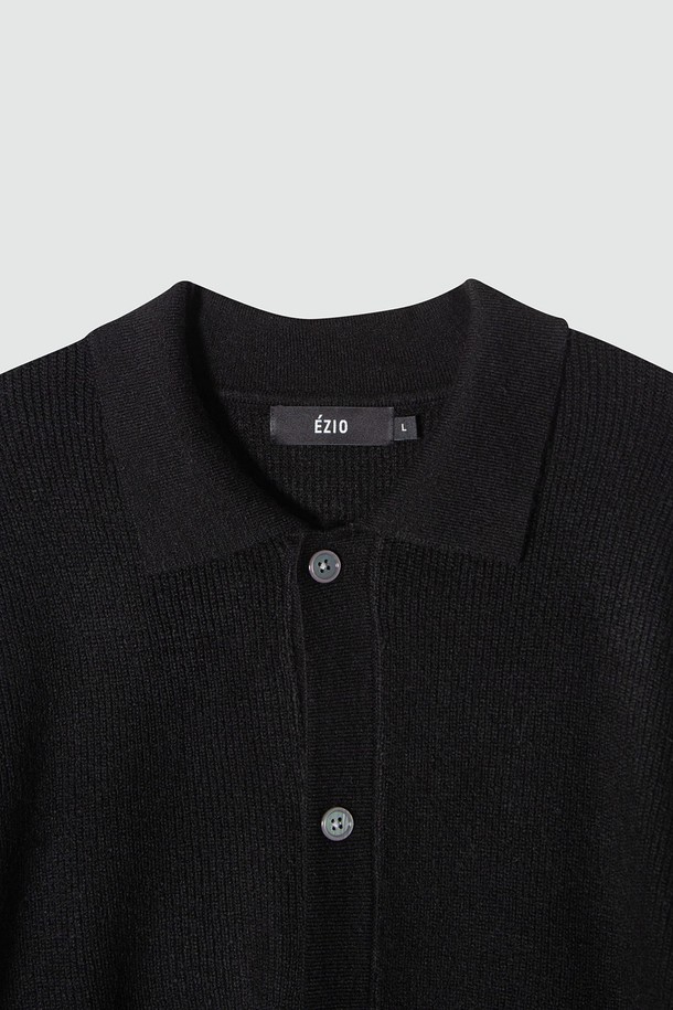 EZIO - 가디건 - Natural Collar Cardigan_Black