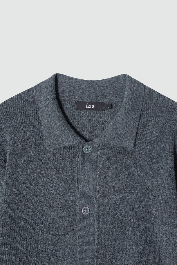 EZIO - 가디건 - Natural Collar Cardigan_Charcoal