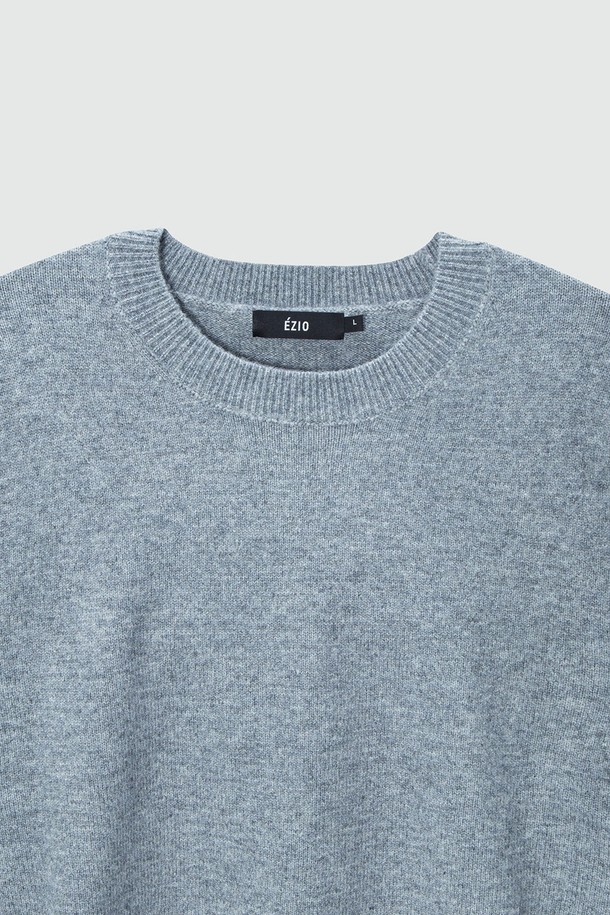 EZIO - 스웨터 - Soft Plain Round Knit_Grey