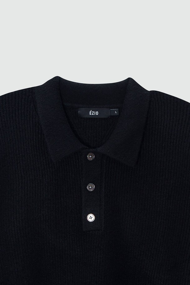 EZIO - 스웨터 - Loose Fit Daily Collar Knit_Black