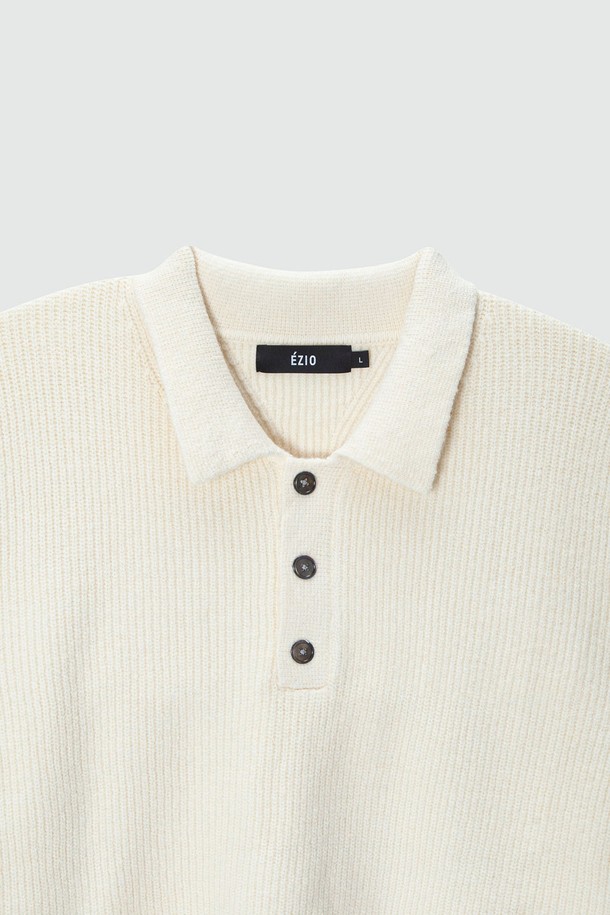 EZIO - 스웨터 - Loose Fit Daily Collar Knit_Ivory