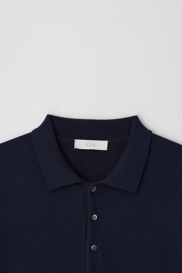 EZIO - 스웨터 - 3 Buttons Collar Knit_Navy