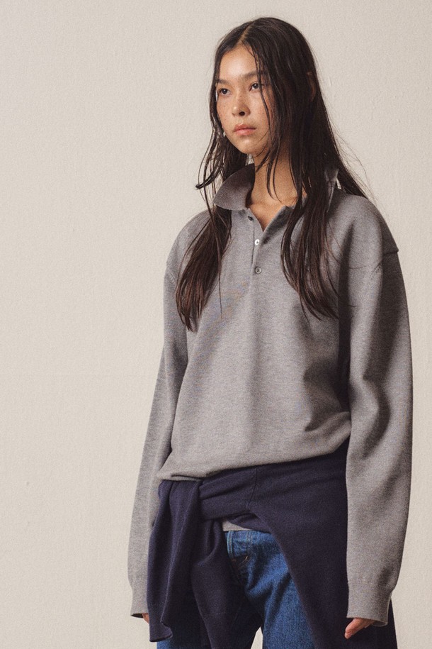 EZIO WOMEN - 스웨터 - W 3 Buttons Collar Knit_Grey