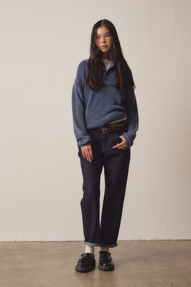 EZIO WOMEN - 스웨터 - W Pigment Collar Knit_Blue