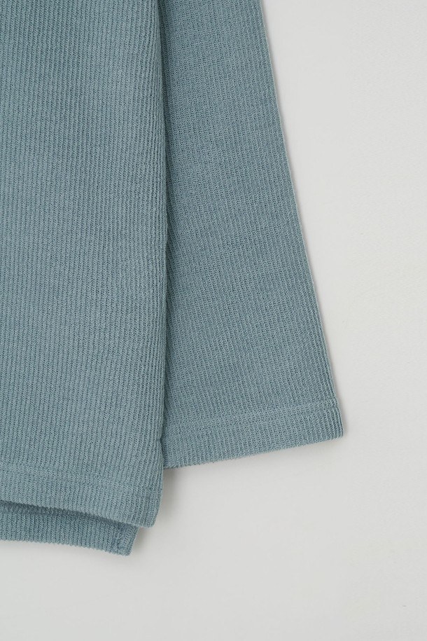 EZIO - 긴팔셔츠 - Ribbed Slim Pocket T-Shirt_Sky Blue