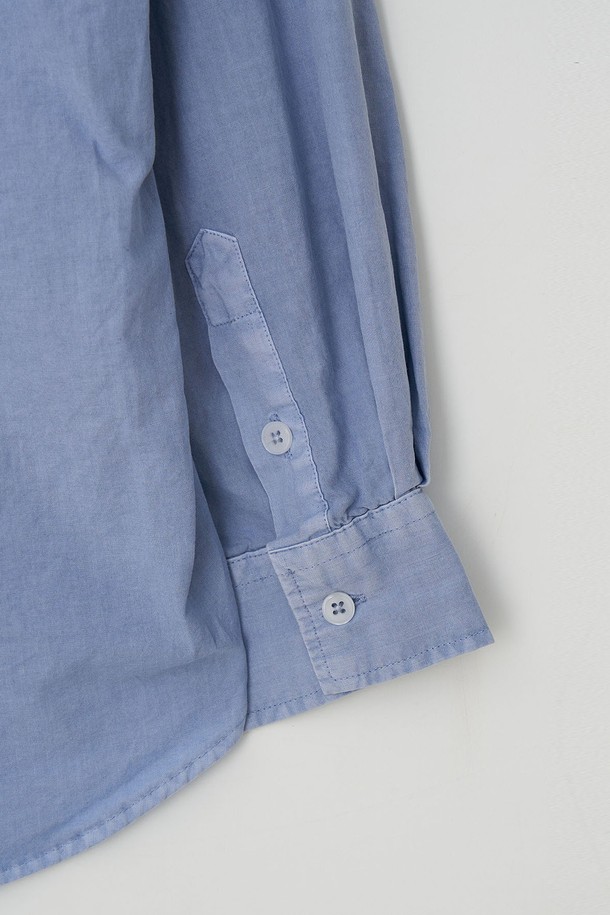 EZIO - 긴팔셔츠 - Vintage Pigment Casual Shirt_Sky Blue