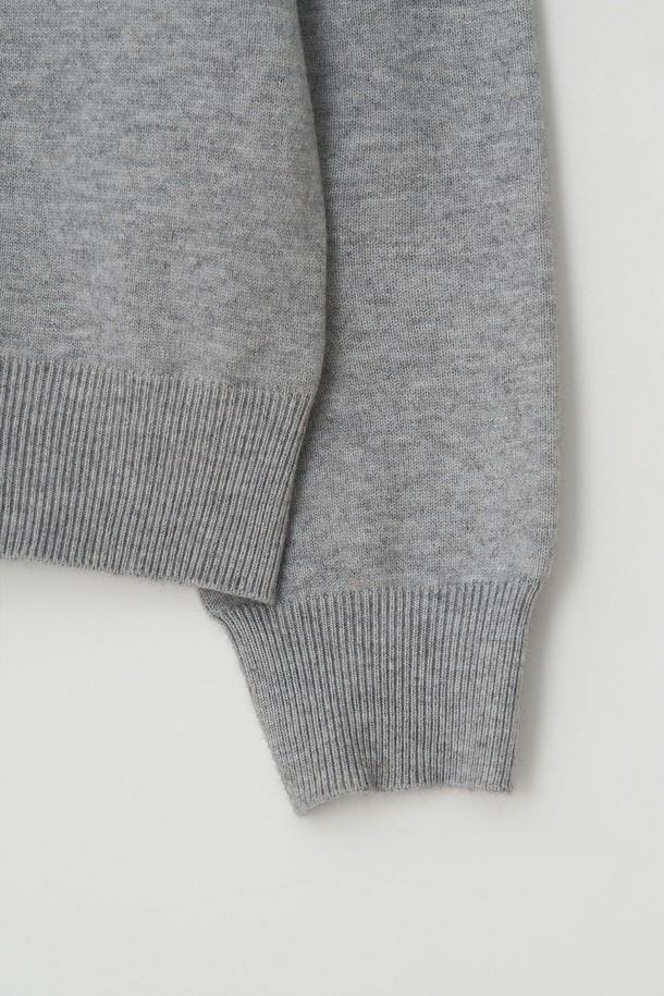 EZIO - 스웨터 - Wholegarment Cashlike Round Knit_Grey