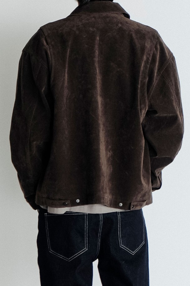 EZIO - 가죽 - Semi-over simple 2-way suede jacket_Brown