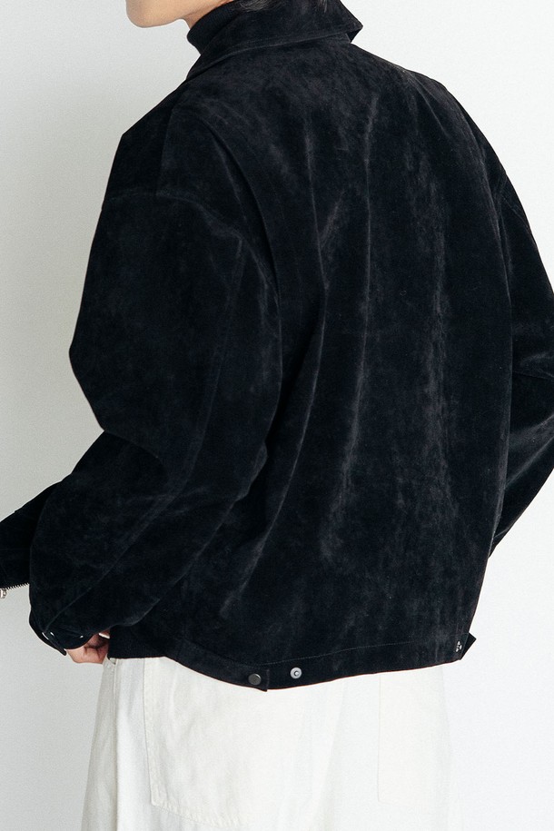 EZIO - 가죽 - Semi-over simple 2-way suede jacket_Black