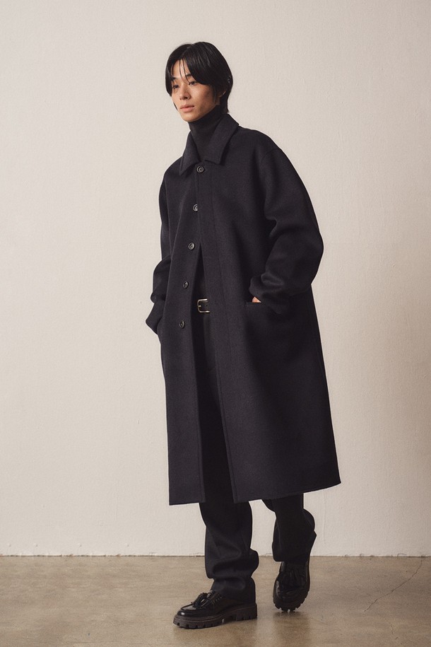 EZIO - 코트 - Cashmere Blend Handmade Single Mac Coat_Dark Navy