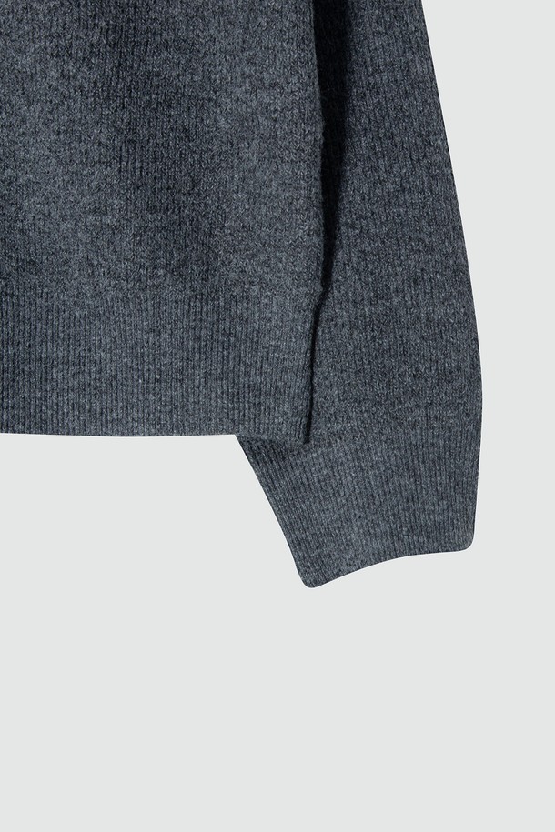 EZIO - 가디건 - Natural Collar Cardigan_Charcoal