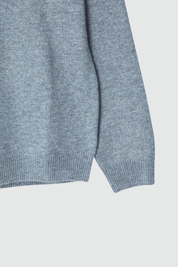 EZIO - 스웨터 - Soft Plain Round Knit_Grey