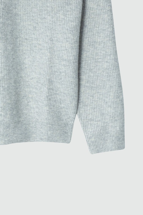 EZIO - 스웨터 - Loose Fit Daily Collar Knit_Light Grey