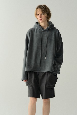 String Crop Hoodie_Charcoal