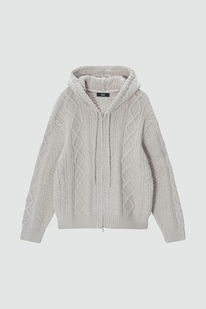 Cable 2-Way Casual Hooded Knit_Beige