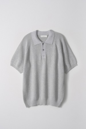 Scash 3-Button Collar Knit_Melange grey