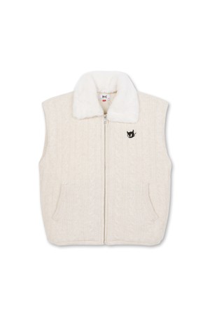 Women Cashmere Cable Knit Zipup Vest