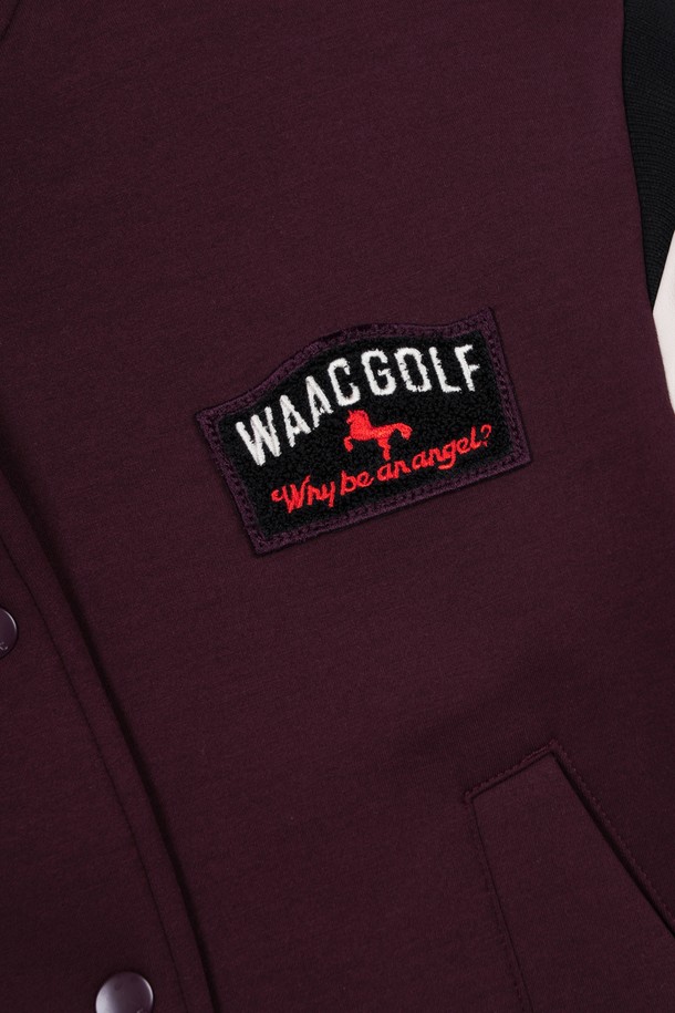 WAAC - 점퍼 - Women Fake leather mixed Varsity Jumper