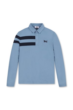 Men WAACKY Stripe Point Fleece LS Polo