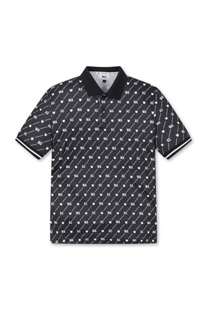 Men Oblique Pattern Print SS Polo