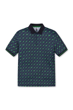 Men Oblique Pattern Print SS Polo