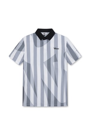 Men Vertical Stripe Print SS Polo