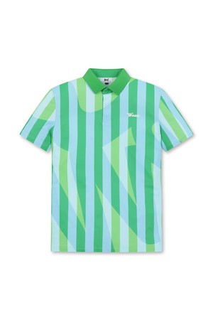 Men Vertical Stripe Print SS Polo