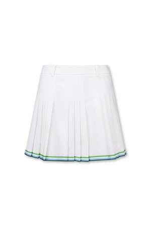 Women Color Tape Pleats Skirt