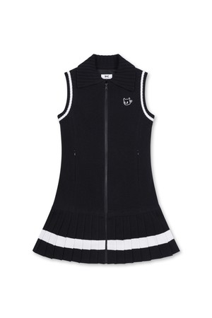 Women Pleat Full-zip Knit Dress