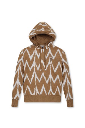 Women Zip-zag Knit Hoodie