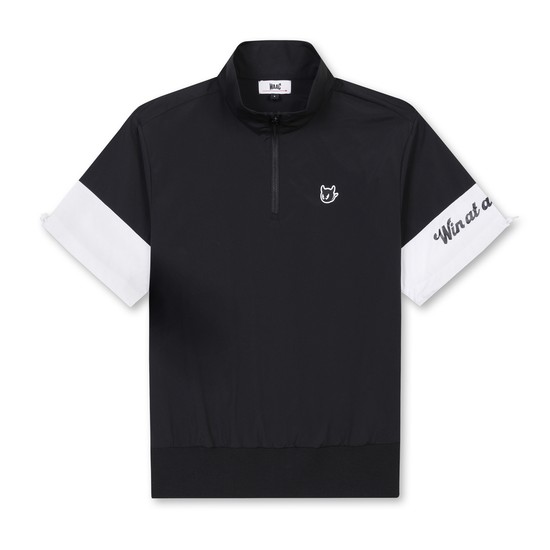 Women Woven SS Quarter-Zip Pullover