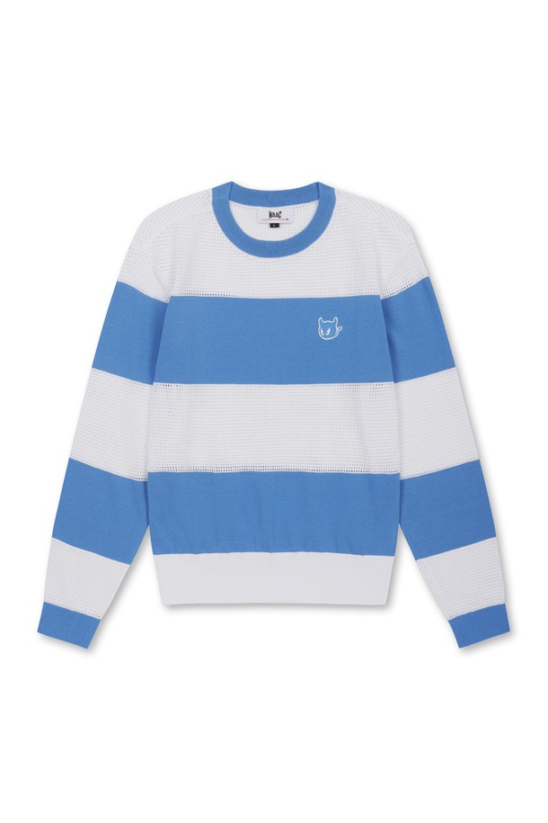 WAAC - 니트 - Women Mesh Stripe Crewneck Sweater