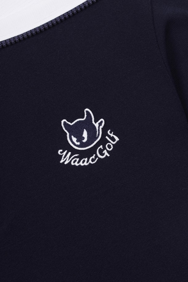 WAAC - 가디건/니트 - [Exclusive] Women Big Collar SS Half Zip Sweater