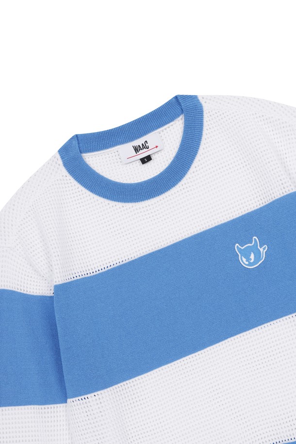 WAAC - 니트 - Women Mesh Stripe Crewneck Sweater