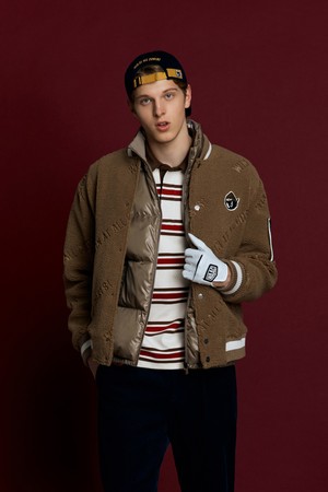 Men Boucle Varsity Jacket