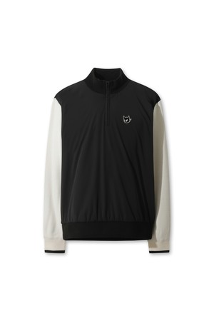 Men Back Slogan Half Zip Sweater