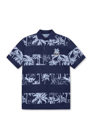 Men Athletic Palm Tree Block Polo
