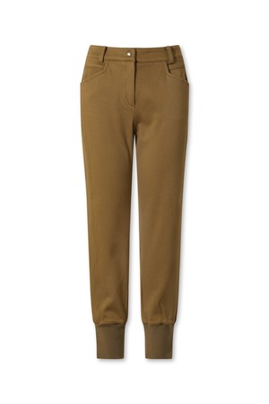 Women Twill jogger pants_BROWN-a