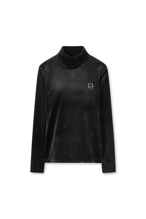 Women Ribbed Minky Fleece Highneck Top