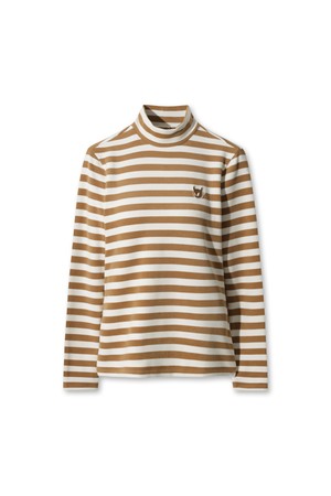 Women Stripe Peach Highneck Top