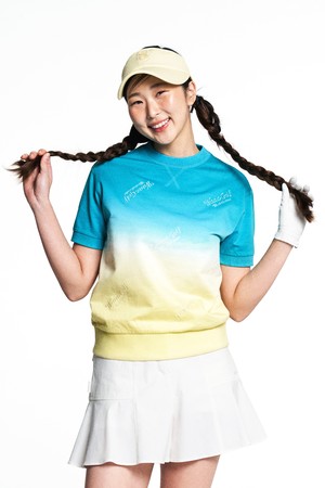 Women Tie-dye Embroidery SS Crewneck Top