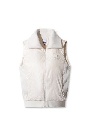 Women Knit hybid light padded vest_IVORY-a